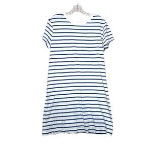 Pact Dress Softspun Organic Cotton Sailor Stripe Nautical Tee Shirt Dress Size M